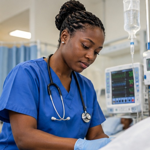 South African nurse working in a healthcare environment