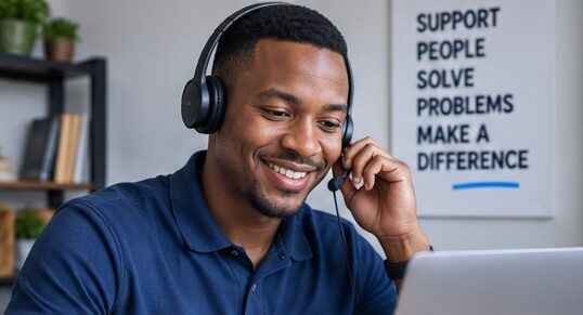 South African remote customer service agent working from home