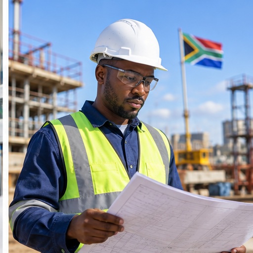 South African engineer working on a construction and engineering project