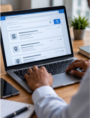 Job seeker searching for jobs online in South Africa