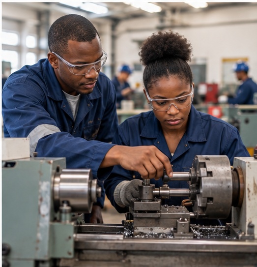 South African apprentice receiving practical artisan training