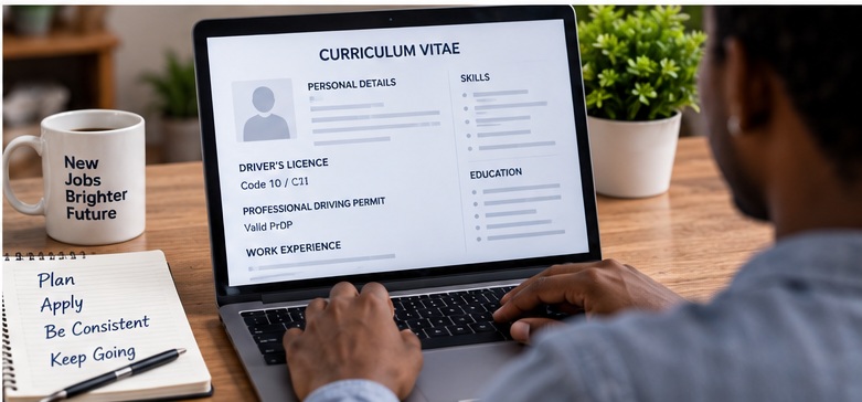 Code 10 driver CV showing a valid Professional Driving Permit in South Africa
