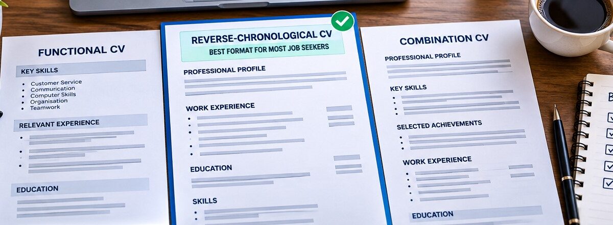 What is the best CV format to use? Comparison of functional, reverse-chronological and combination CV formats