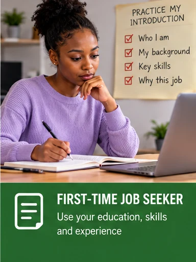 Job seeker preparing an interview introduction with no work experience