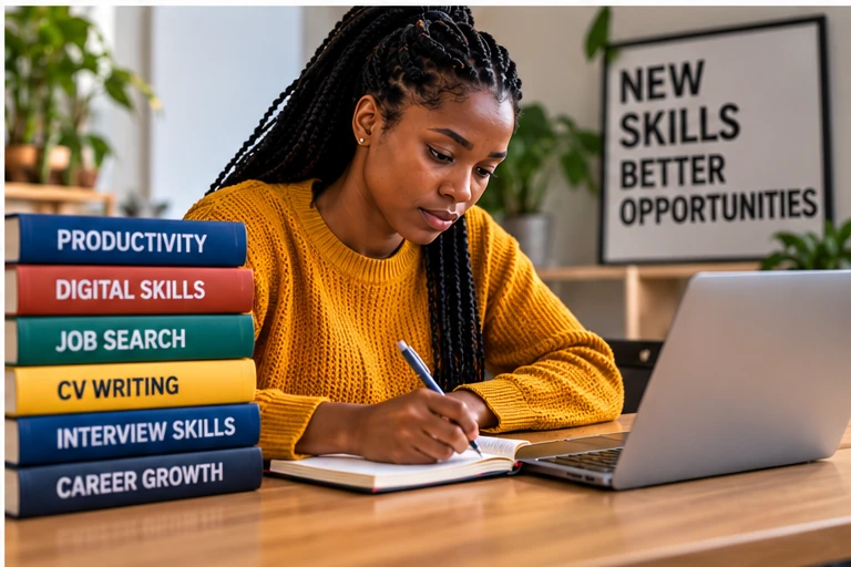 South African job seeker developing skills and searching for employment