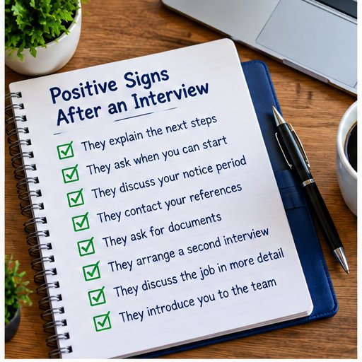 Interview checklist showing positive signs after a job interview