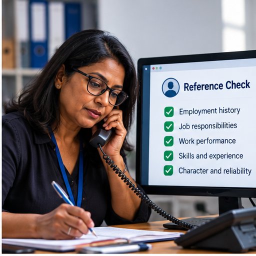 Employer completing a reference check after a job interview