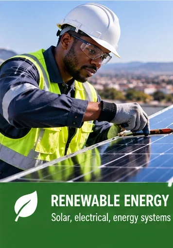 South African solar technician working on renewable energy equipment