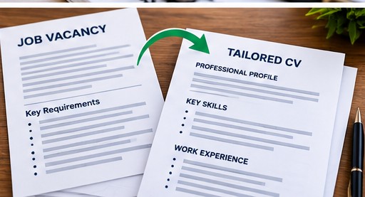 Job vacancy requirements compared with a CV tailored to the position