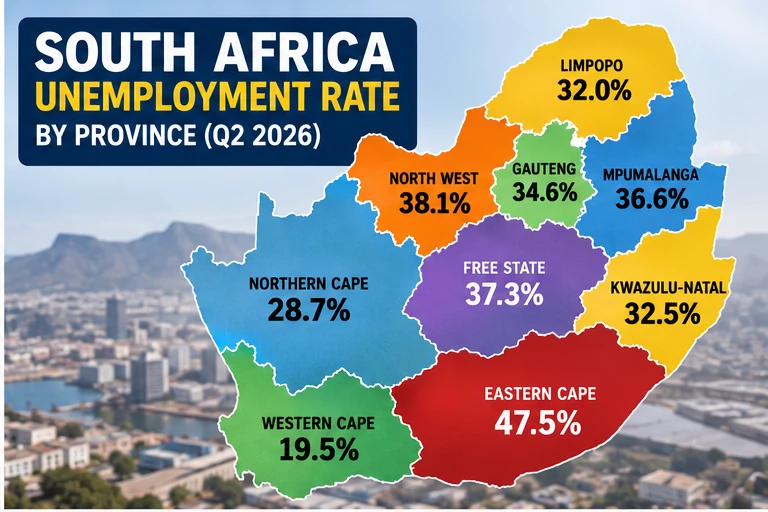 Unemployment rate by province in South Africa in Q2 2026